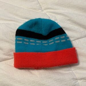 Men’s /womens / kids unisex OS orange and Blue Knit Beanie